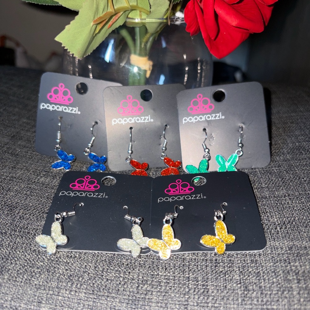 Paparazzi Kids Colorful Butterfly Earrings Set and Rings